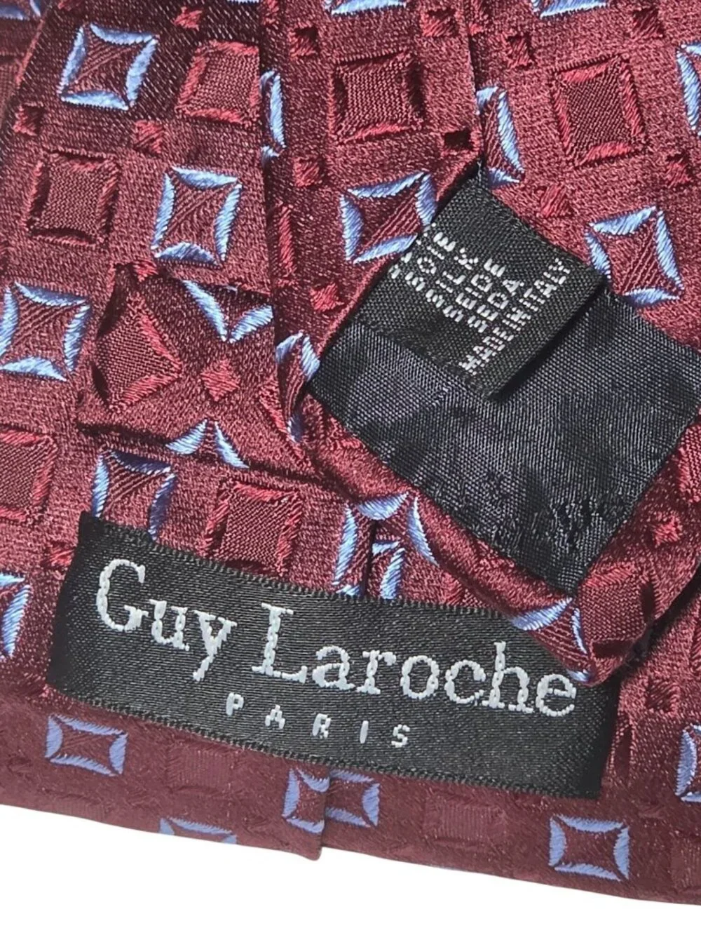 Guy Laroche Paris Burgundy Silk Geometric Tie (SKU#1187)